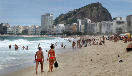 The usual image of Rio de Janeiro, the famous Copacabana Beach